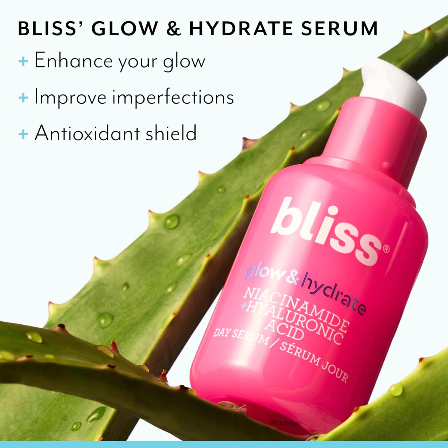 Bliss Glow & Hydrate Serum - Niacinamide + Hyaluronic Acid Serum - 1 Fl Oz - Improves Dullness, Hydrates, Replenishes & Defends Skin - Lightweight Hydration - Clean - Vegan &...