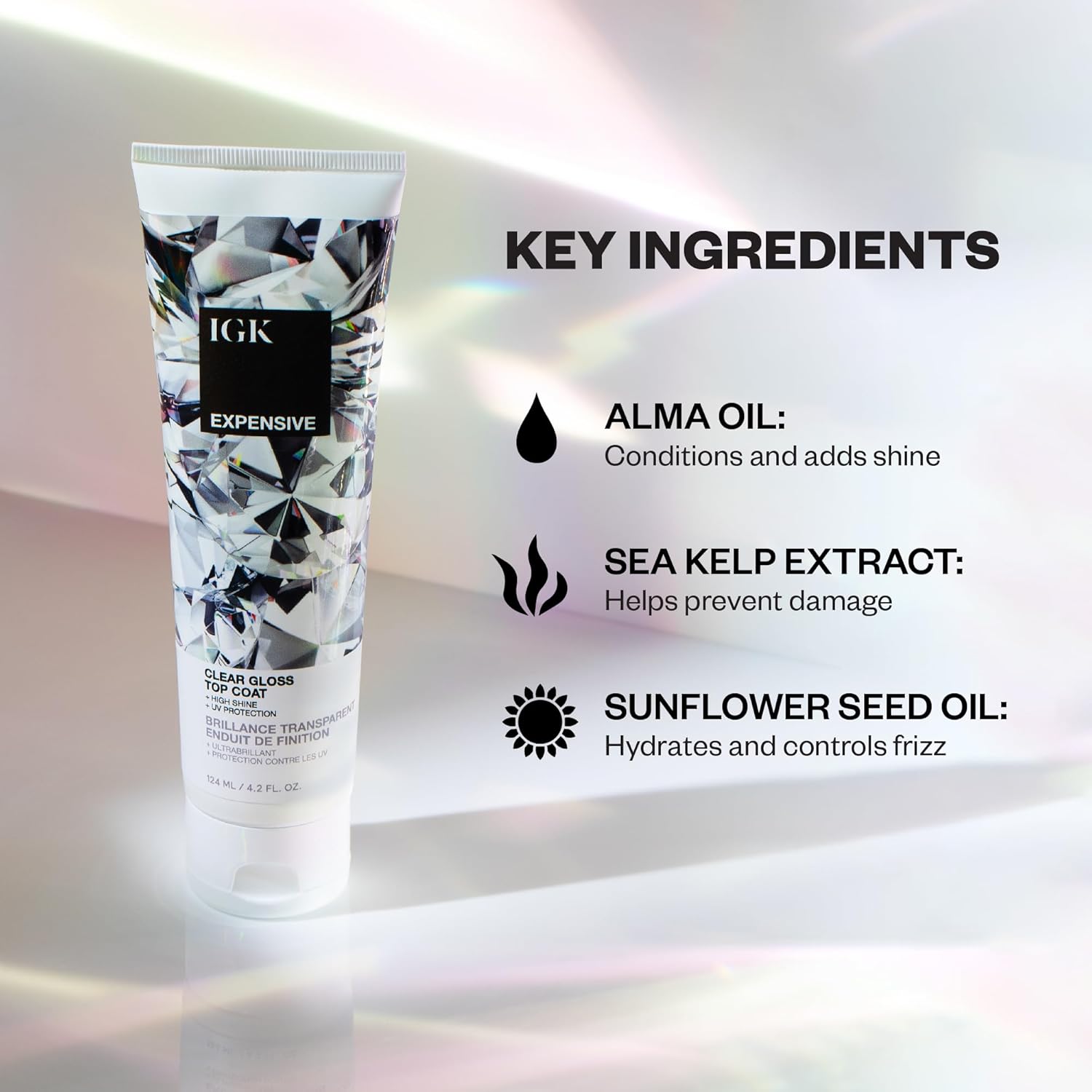IGK - EXPENSIVE - Clear Hair Gloss Treatment – Shine-Boosting Top Coat for Glass Hair – Hair Treatment for Smooth, Polished Finish – Clear Gloss for Hair Sheen and...