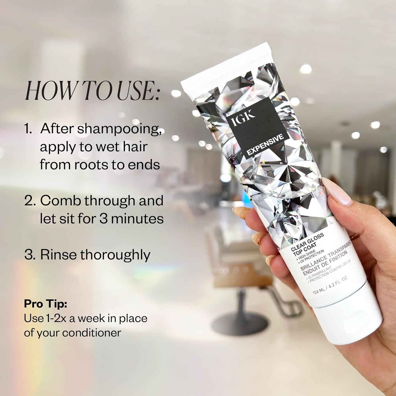 IGK - EXPENSIVE - Clear Hair Gloss Treatment – Shine-Boosting Top Coat for Glass Hair – Hair Treatment for Smooth, Polished Finish – Clear Gloss for Hair Sheen and...