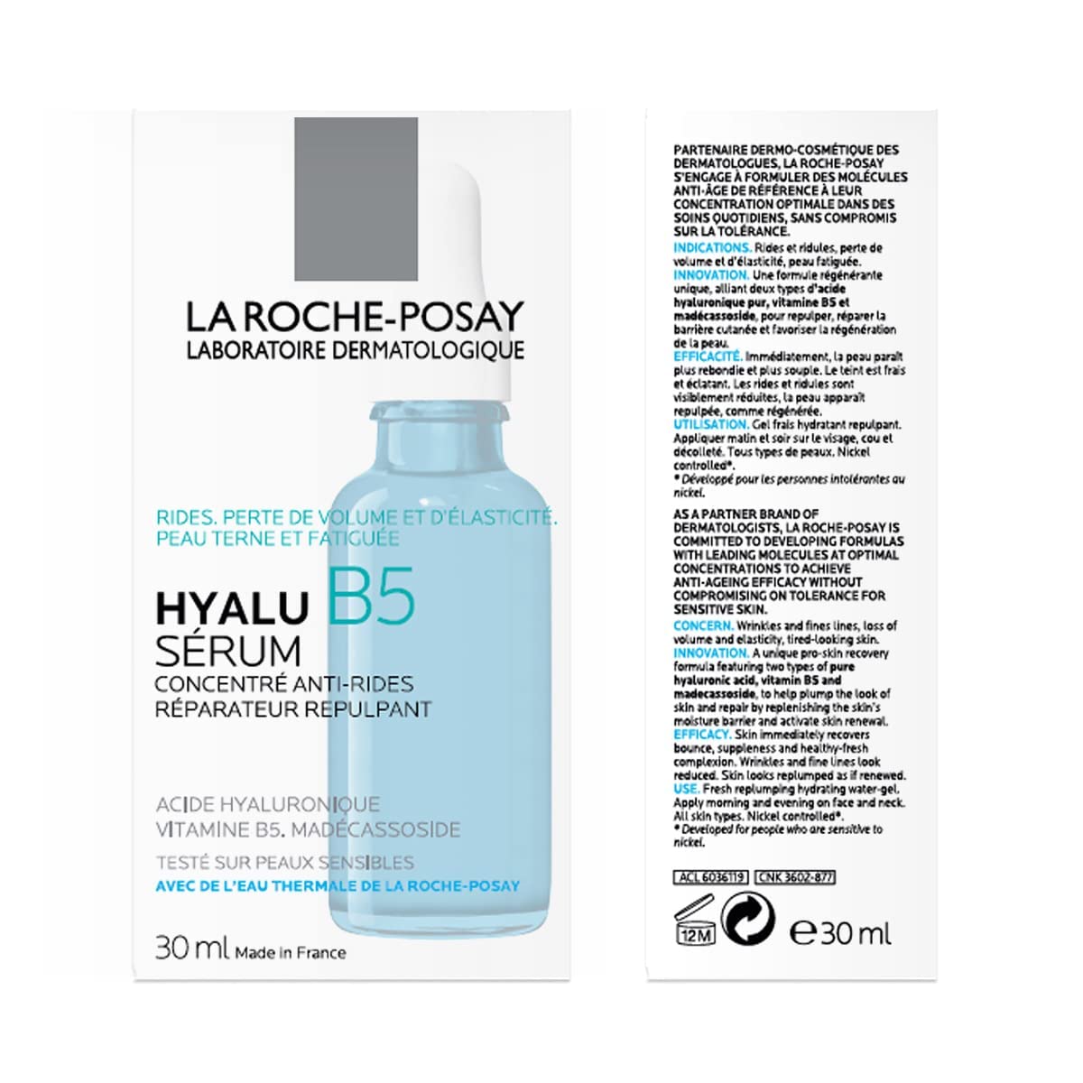 La Roche-Posay Hyalu B5 Pure Hyaluronic Acid Serum for Face, Vitamin B5 + Hyaluronic Acid + Madecassoside, Hydrating Serum Visibly Plumps Skin, Sensitive Skin Safe, Anti Aging,...