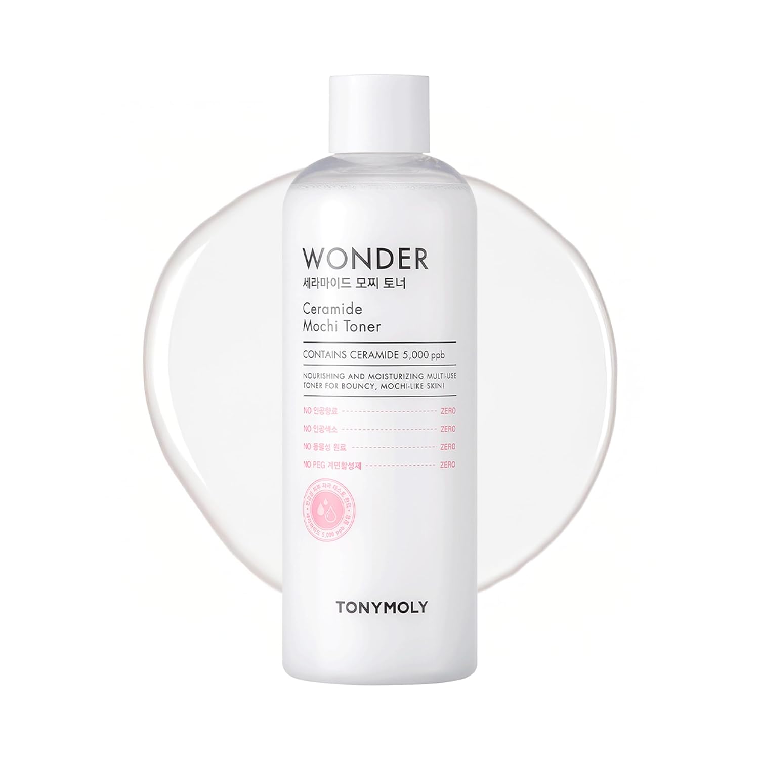 TONYMOLY Wonder Ceramide Mochi Toner – Dewy Glass Skin Hydrating & Strengthening Toner for Healthy, Moisturized Skin, 16.9 oz